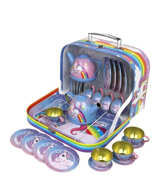 Unicorn Metal Tea Set With Carry Case For Little Girls