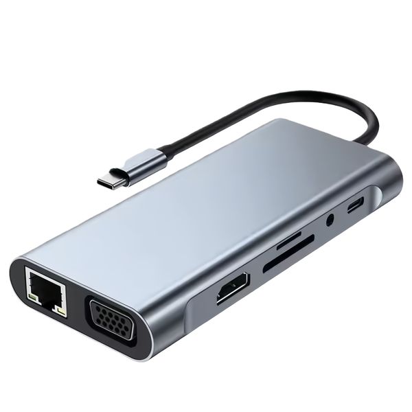 11-in-1 USB-C Hub Docking Station Compatible with MacBook Pro Air Laptop