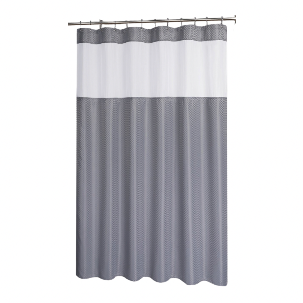 Shower Curtain with Liner & Hooks 180 x 180cm Charcoal Shop Today
