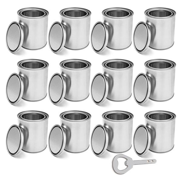 12 Pack Empty Paint Cans With Lids 0 4 Quart Tin Unlined Paint Bucket