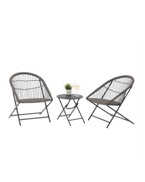 Rattania 3-Piece Indoor &amp; Outdoor Chair and Table Set Patio Furniture