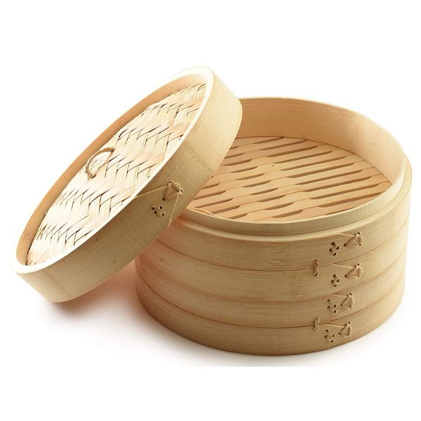 2Tier Bamboo Steamer with Lid 25cm