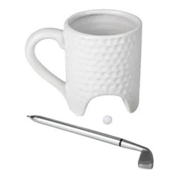 325ml Novelty Golf Mug Set with Miniature Golf Club Pen &amp; Ball - Coffee Tea