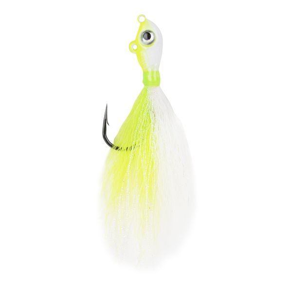Mustad White &amp; Chartreuse Big Eye Bucktail Jig - 4 Oz