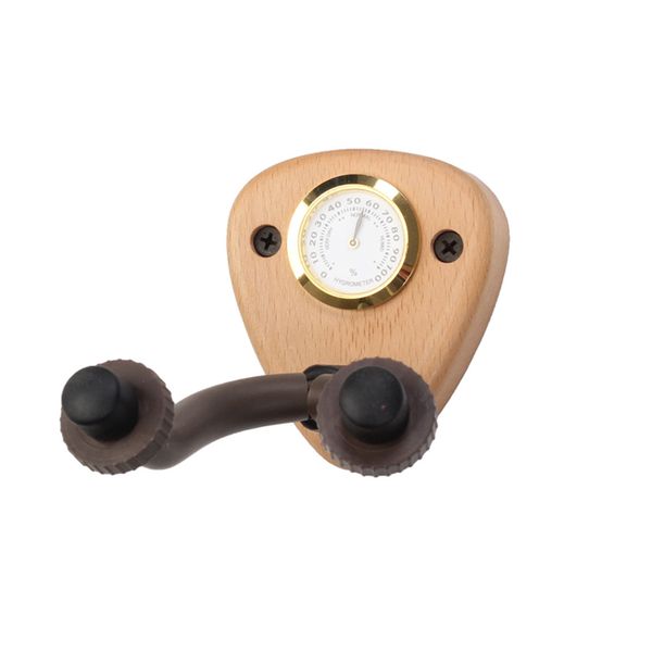 Wall Mount Guitar Hook Hanger With Hygrometer-Brown