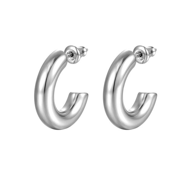 Earrings Stainless Steel C-Shaped Silver Earrings