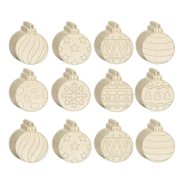 16-Piece DIY Colour &amp; Hang Wooden Christmas Bauble Ornament Set - Brown