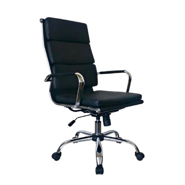 SMTE - Executive Swivel Office Chair, PU Leather &amp; Chrome Base - Black