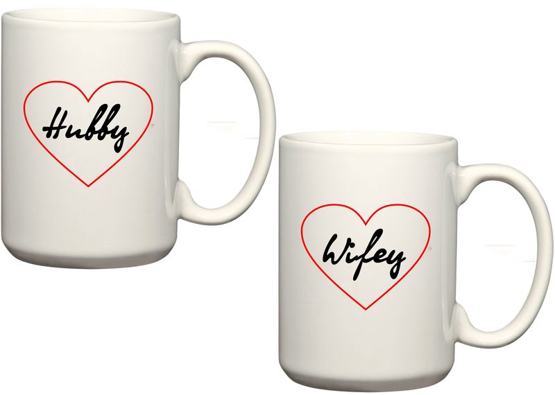 Hubby and Wifey Couple Anniversary Valentine's Day Gift Mug Set