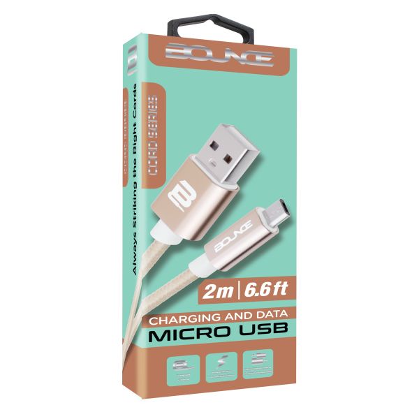 Bounce Cord Series Micro USB Charging Cable 2m - Champagne Gold
