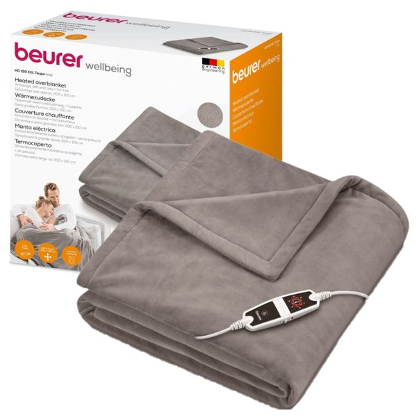 Beurer Heated Over Blanket HD 150 XXL Electric Blanket Throw in Grey 2x1.5m