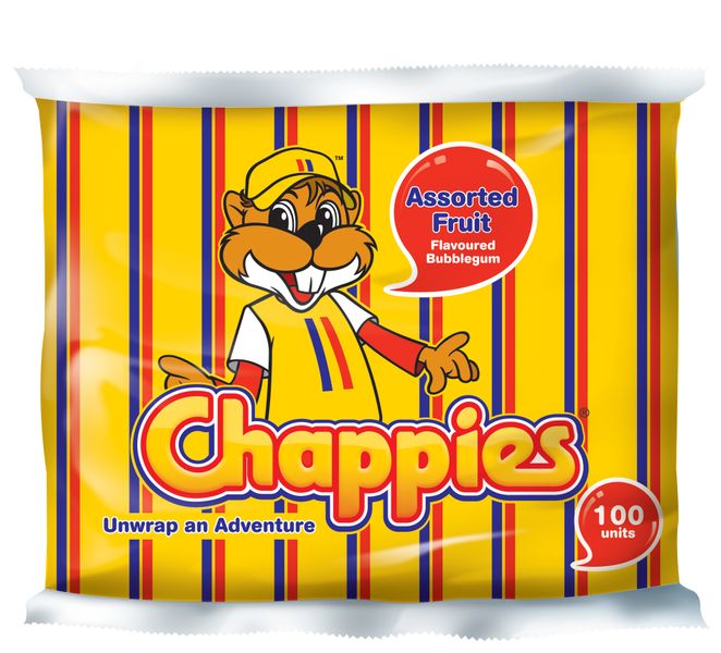 Chappies Assorted Fruits Flavoured Bubblegum 100's