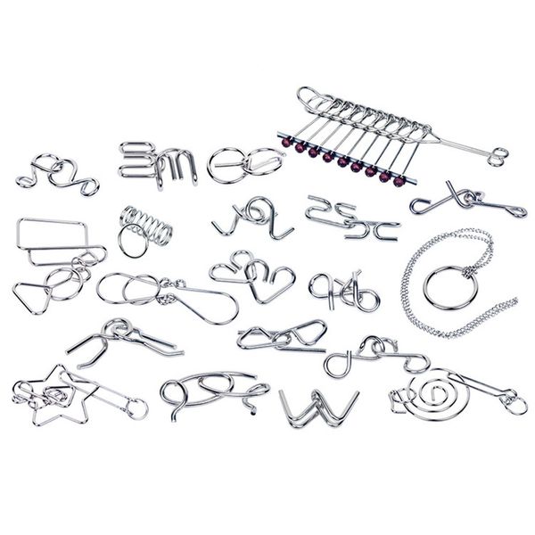 20 Pieces Metal Puzzle Ring Game Wire Brain Teaser