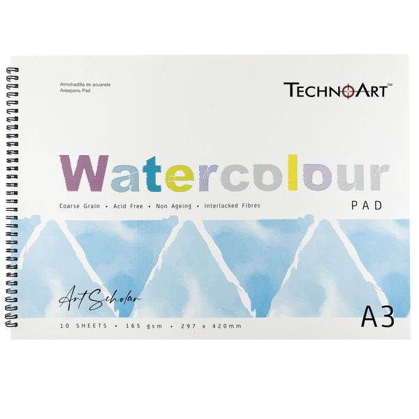 TechnoArt Wiro Water Colour Pad 165gsm - Art Scholar - A3, 10 sheets