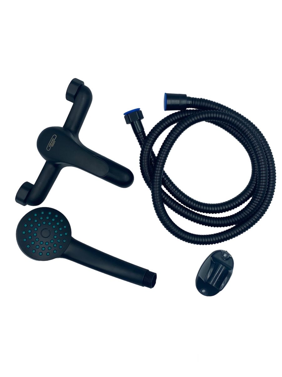 Black Bath Mixer With Hose And Hand Shower