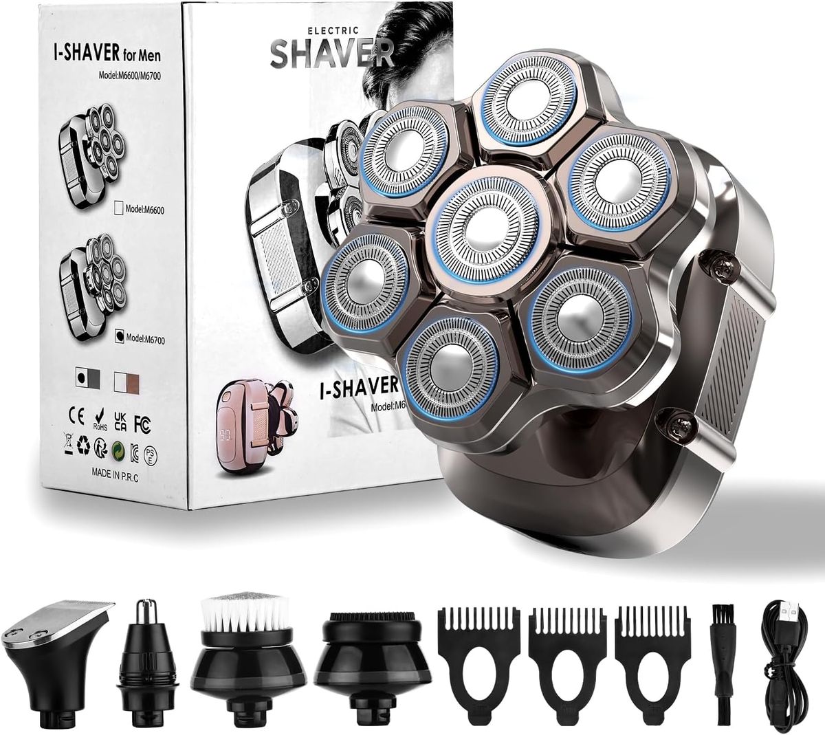 BALDMAN☯️ 7D Head Shavers for Bald Men, Detachable Magnetic Blades, 5-in-1