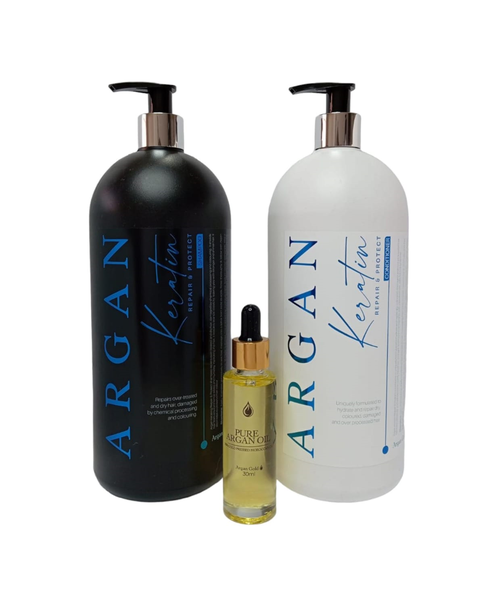 Argan Keratin Sulfate Free Shampoo, Conditioner &amp; Pure Argan Oil