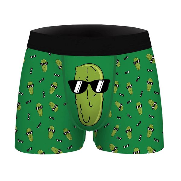 Mens Boxer Briefs Cucumber Wearing Sunglasses Green Underwear Novelty Gift
