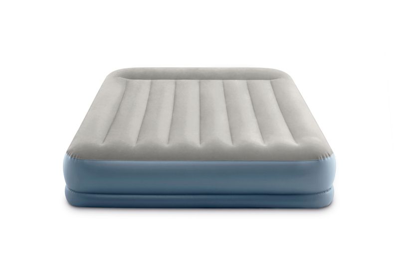 Intex Queen Pillow Rest Mid-Rise Airbed With Fiber-Tech &amp; Built In Pump
