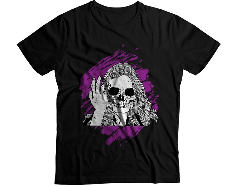 Woman Skeleton Long Hair T-Shirt