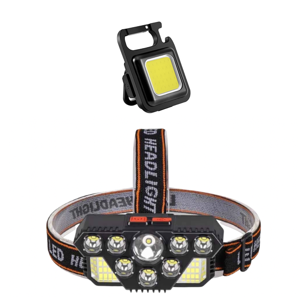 Powerful Rechargeable Head Torch With Rechargeable LED Keyring Torch