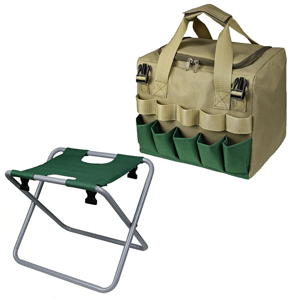 Garden Folding Chair Gardening Tool Storage Bag Folding Seat Storage Tote