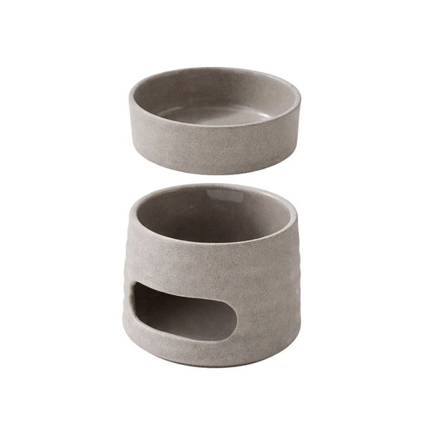 2 Piece Ceramic Aromatherapy Incense Candle Burner - Grey