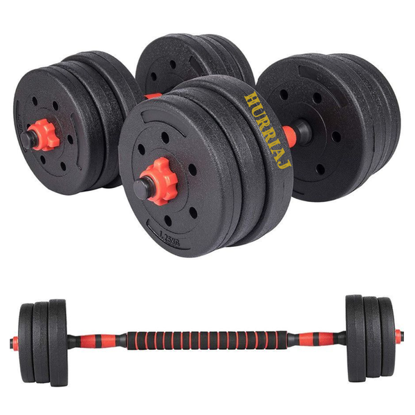 Hurriaj 40kg Barbell &amp; Dumbbell Weight Set - 2-in-1 Adjustable