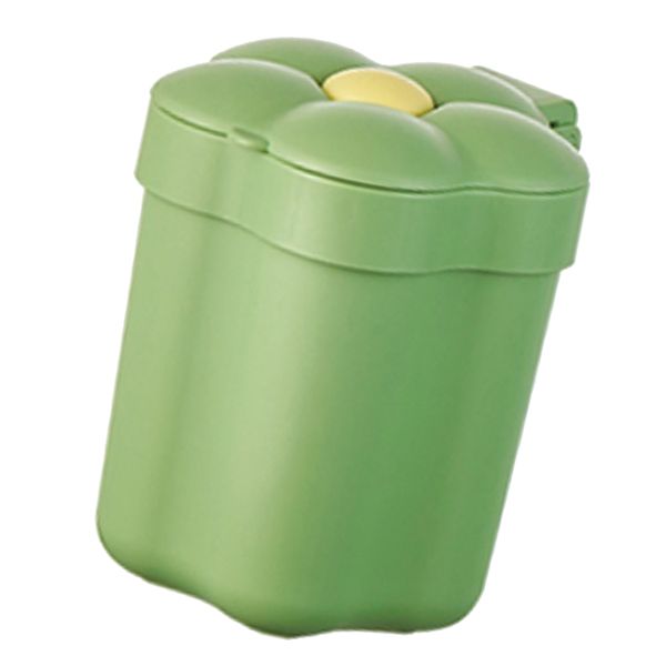 Desktop Trash Can with Lid, Flower Shape, Large Opening, Green, 250g