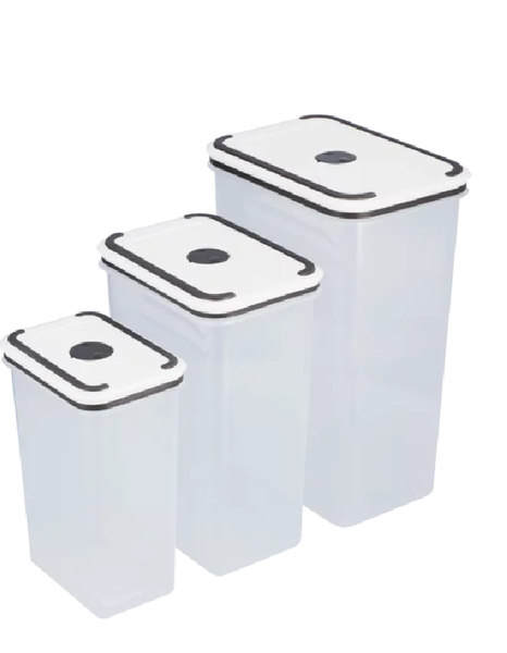 3 Piece Grey And White Canister