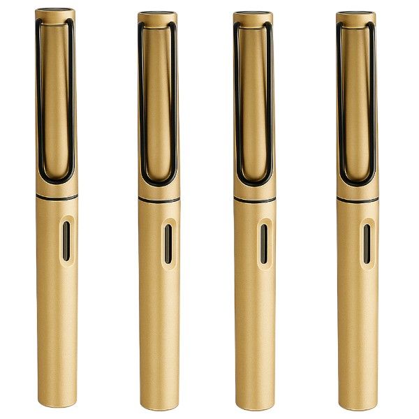 4 Pack - Refillable Writing Fountain Pen With Transparent Ink Window
