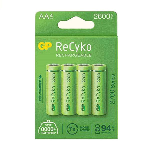 GP AA NiMH Rechargeable Batteries - 1.2V 2600 mAh