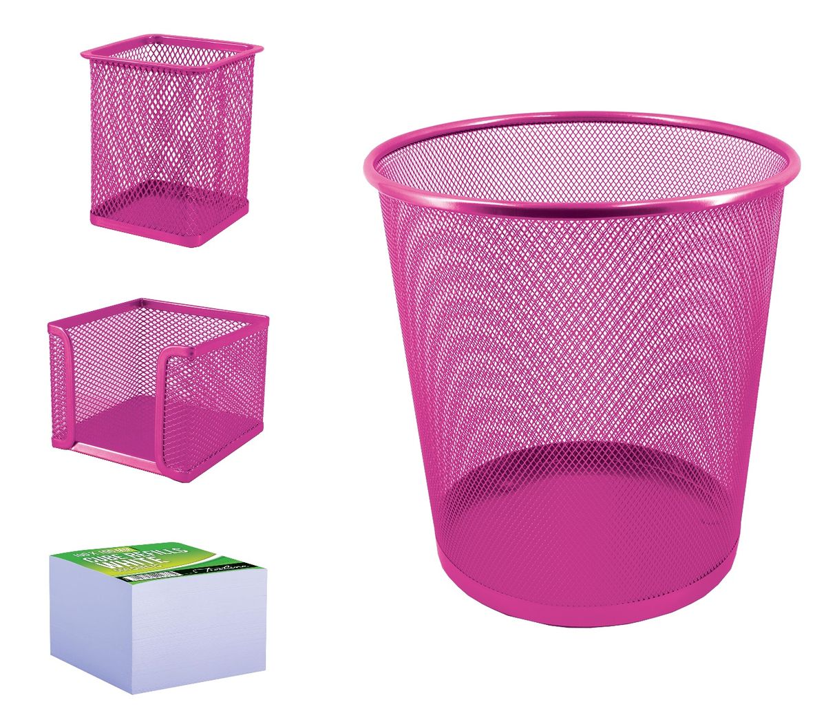 SDS Wire Mesh Office Organizer & Bin Bundle 4 Piece Pink Shop