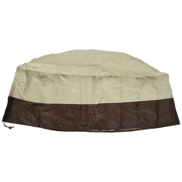 Fire Pit Cover-210D Oxford Cloth(36 Inch D x 24 Inch H,Beige+Brown)