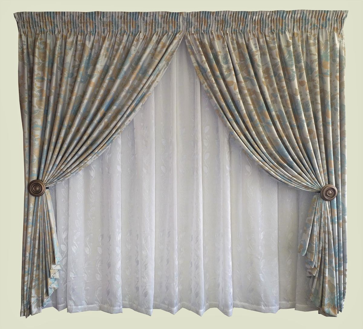 Curtain Set 5m KGL Woven + 5m 1805 Linen Embroidered Voile White