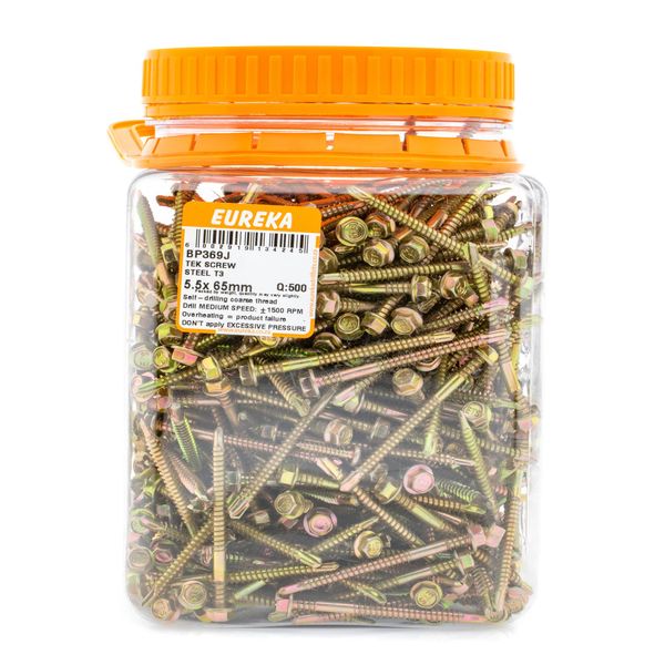 EUREKA Tek Screw Hex Head Coarse Thread 5.5 x 65mm Q:500 BP369J
