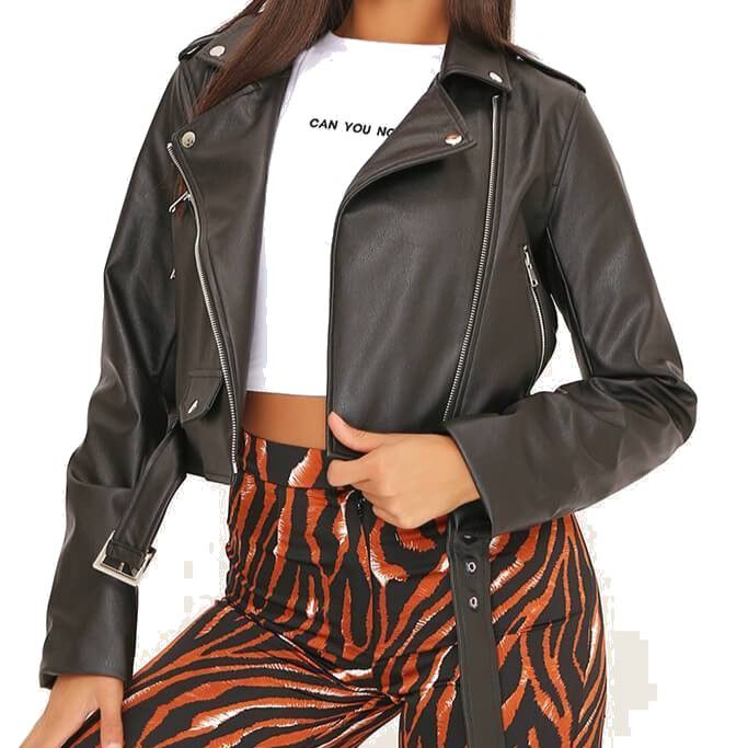 faux leather black jacket ladies