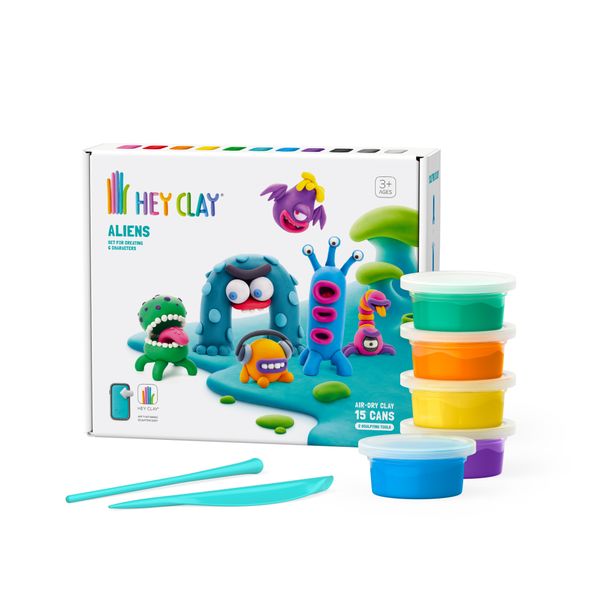 Hey Clay: Modelling Air-Dry Clay with Fun Interactive App - Aliens, 15 cans