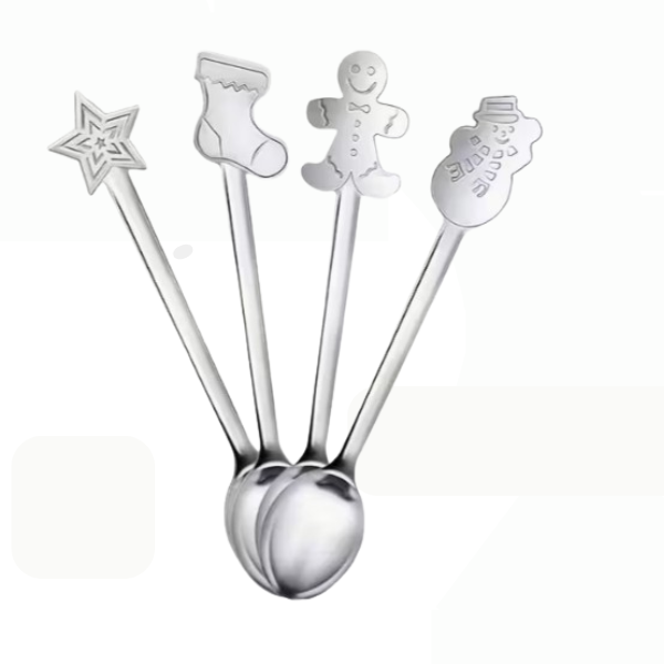24pcs Silvery Holiday-Themed Stainless Steel Mini Tea Spoons