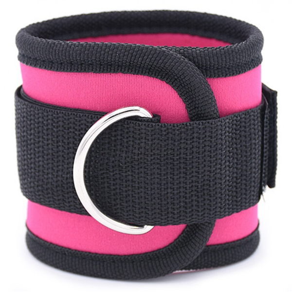 Adjustable D-Ring Ankle Strap Buckle Resistance Band Rose Red