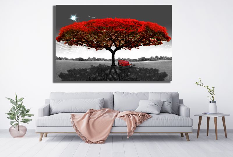 0028 Red Tree Canvas Wall Art