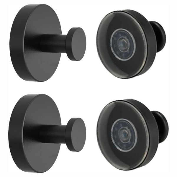 4 Pcs Suction Cup Hooks for Shower Wall No Drill Hook Removable Black