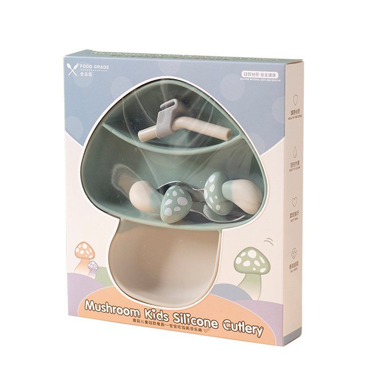 Mushroom Silicone 4 Piece Tableware Set - Green | Shop Today. Get it