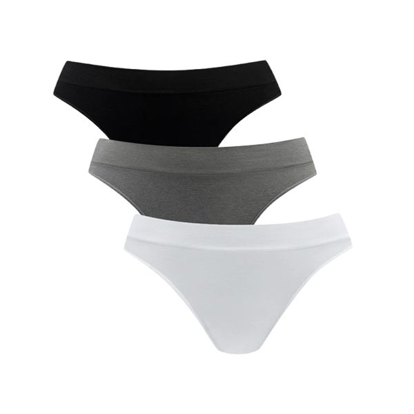 Secret Shield 3 Pack Seam-Free Thongs Black, Grey And White