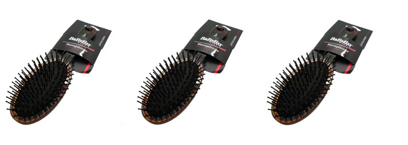 3 x BaByliss Plastic Vintage Effect Bristle Massage Hair Brush for Women