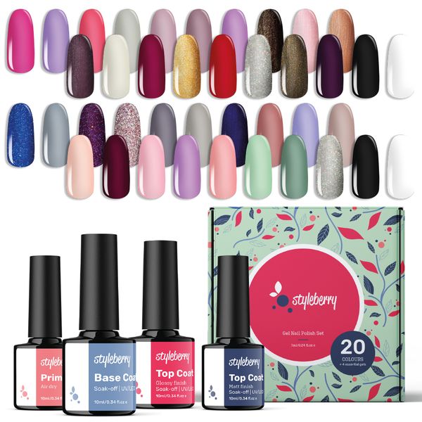 Styleberry 48 Piece Gel Nail Polish Kit - Shades of Midnight and Autumn