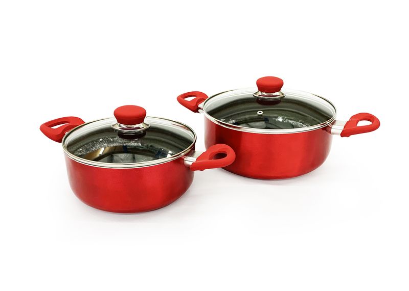 Lily Non-Stick Red Casserole Pots 4 Piece set