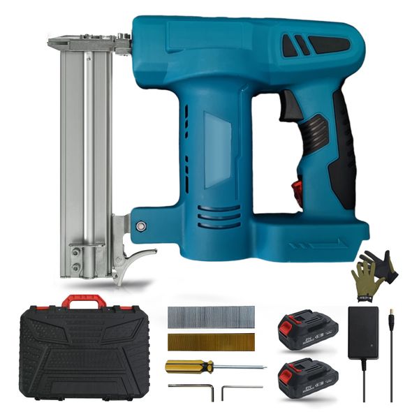 10 Piece 2 in 1 Cordless Brad Nailer &amp; Staple Gun With Gloves, Case &amp; Batteries