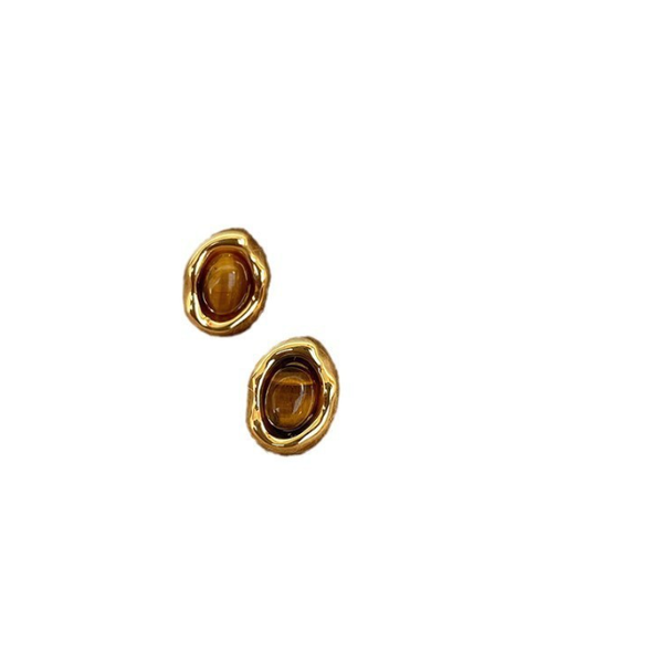 Elegant Oval Cat Eye Stud Earrings For Daily Wear And Party