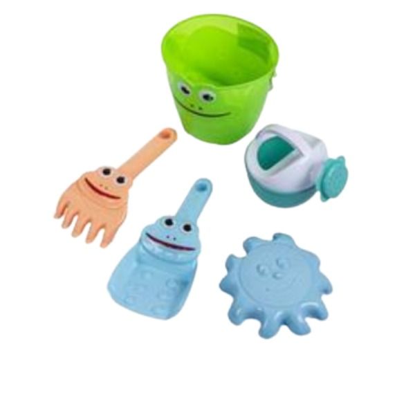 Big Eyed Beach Bucket Set, 5-piece Kids Sand Toy Kit